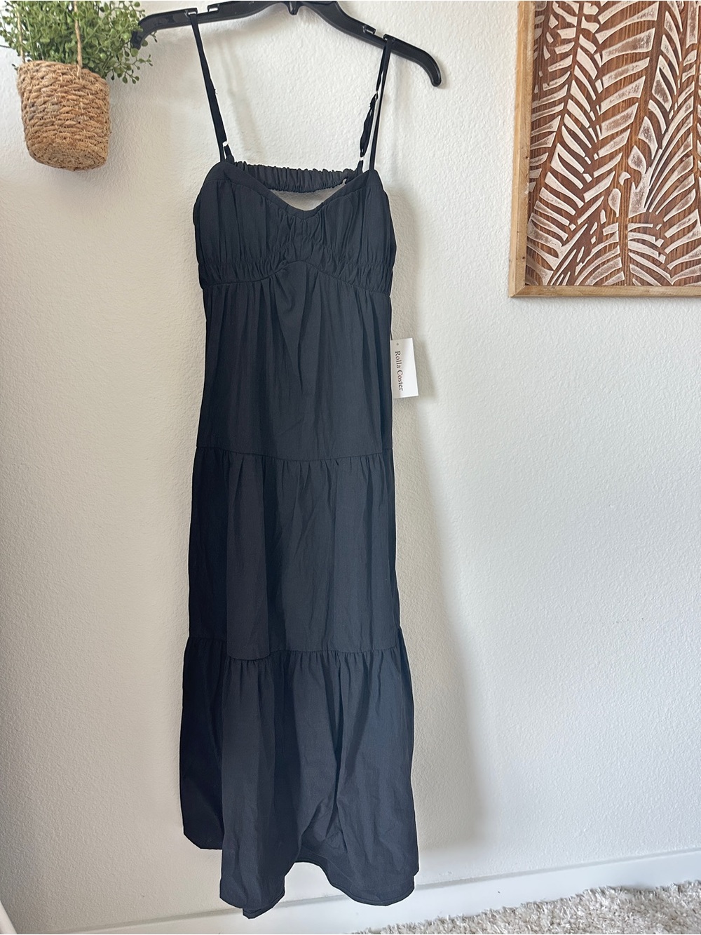 Black Maxi Dress with Adjustable Spaghetti Straps